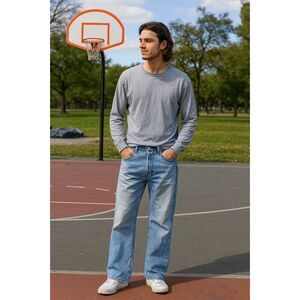 Levi’s 501 Jeans Men 34x30 Blue Medium Wash Button Fly Distressed Y2K Grunge